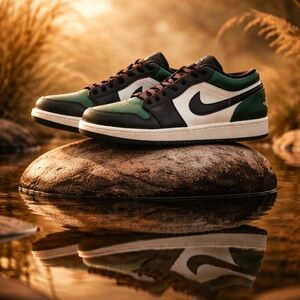 Size 10 - Jordan 1 Low Green Toe 2021 OG BOX